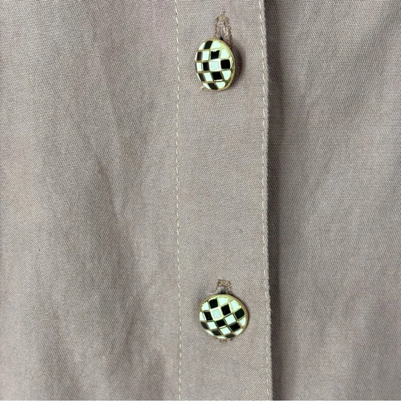 Angie Shirt Women Small Dusty Rose Pink Embroidered Checker Buttons Boho Coastal - Picture 5 of 12